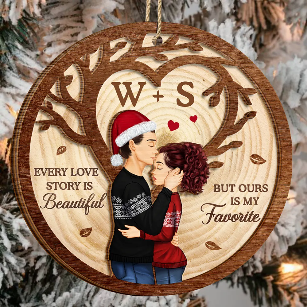 Every Love Story Is Beautiful But Ours Is My Favorite - Personalized 2-Layered Wooden Ornament