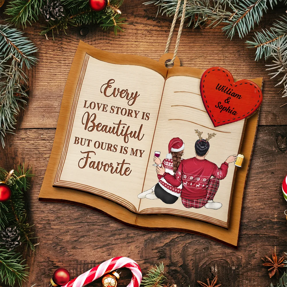Every Love Story Is Beautiful Couple - Personalized 2-Layered Wooden Ornament - Image 4