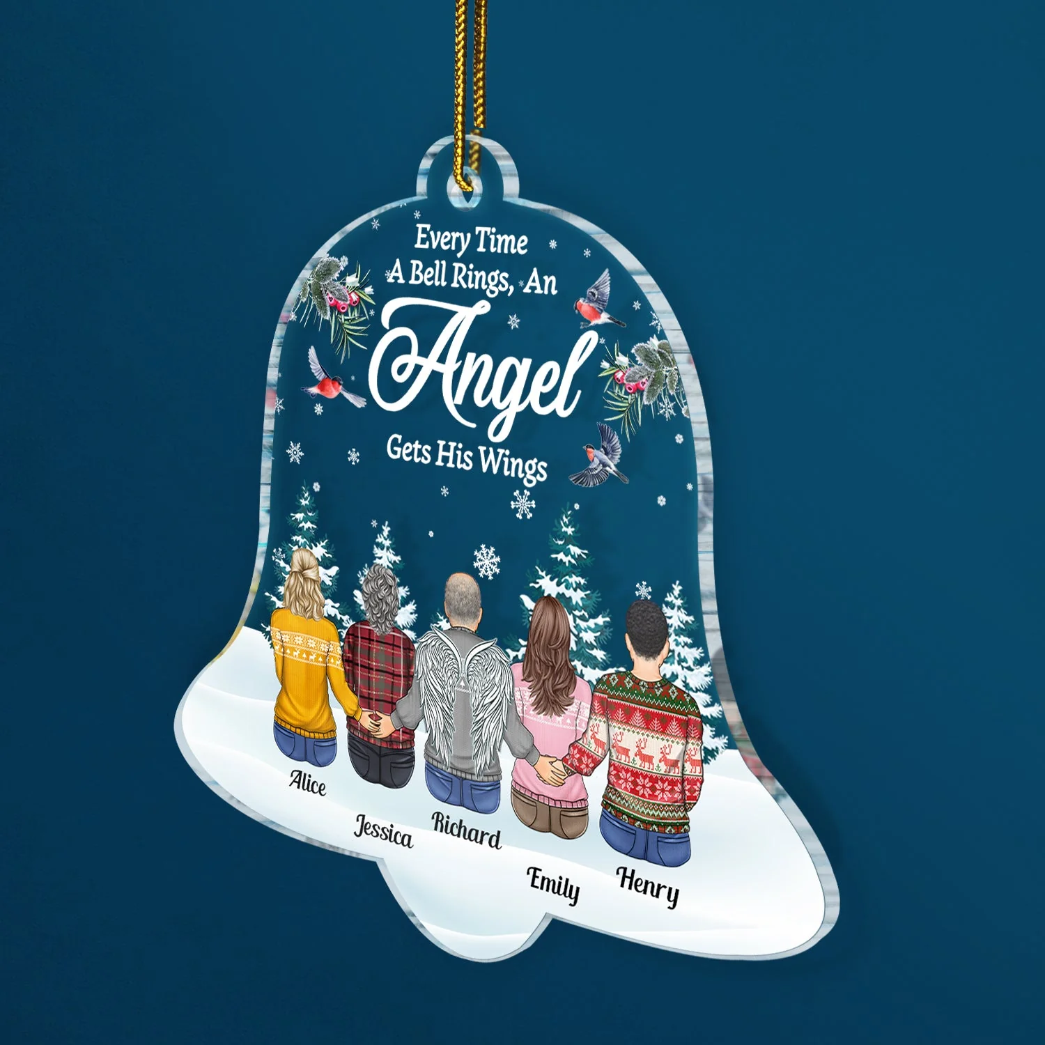 Every Time A Bell Rings - Family Memorial Gift, Christmas Gift - Personalized Custom Shaped Acrylic Ornament - Image 2