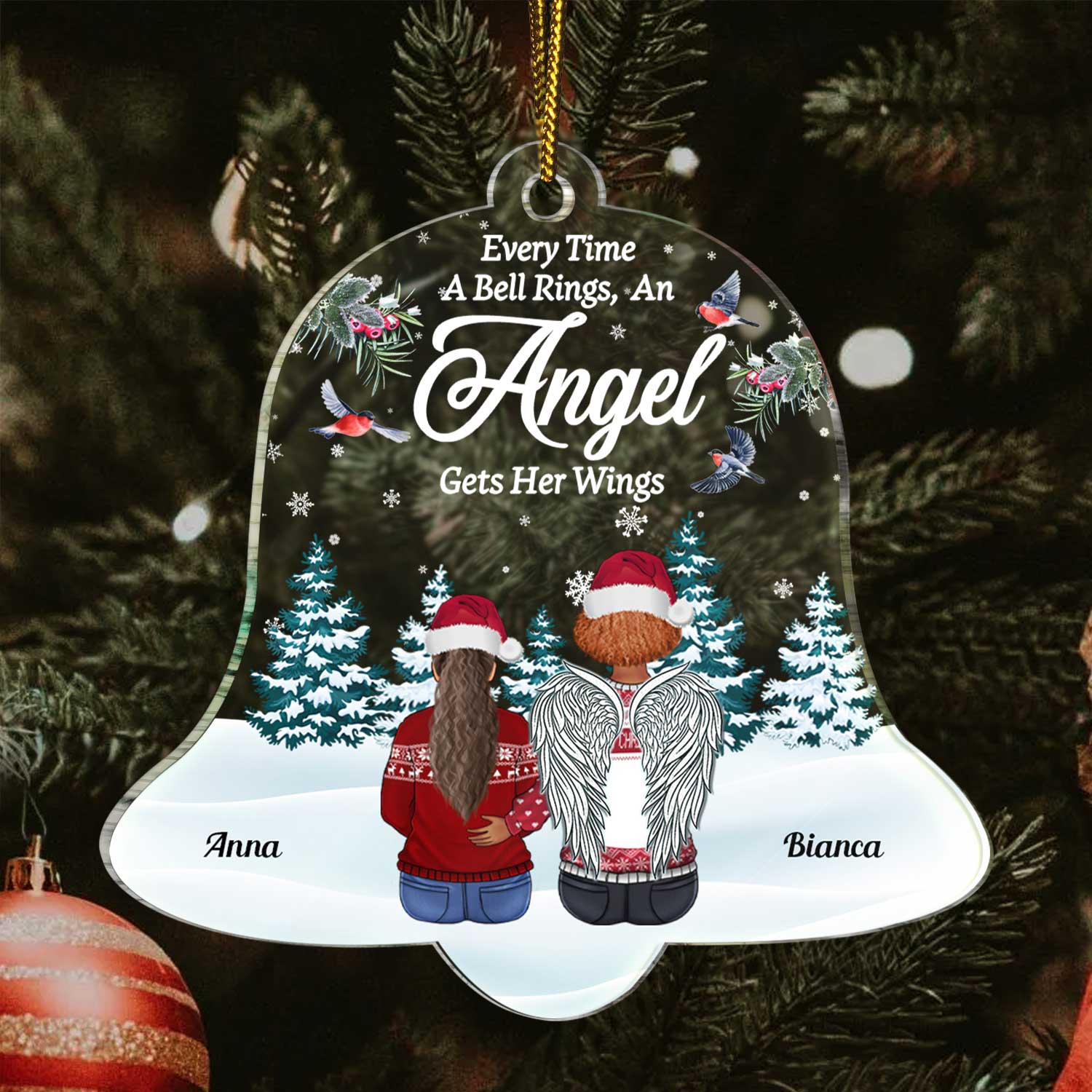 Every Time A Bell Rings - Family Memorial Gift, Christmas Gift - Personalized Custom Shaped Acrylic Ornament - Image 3
