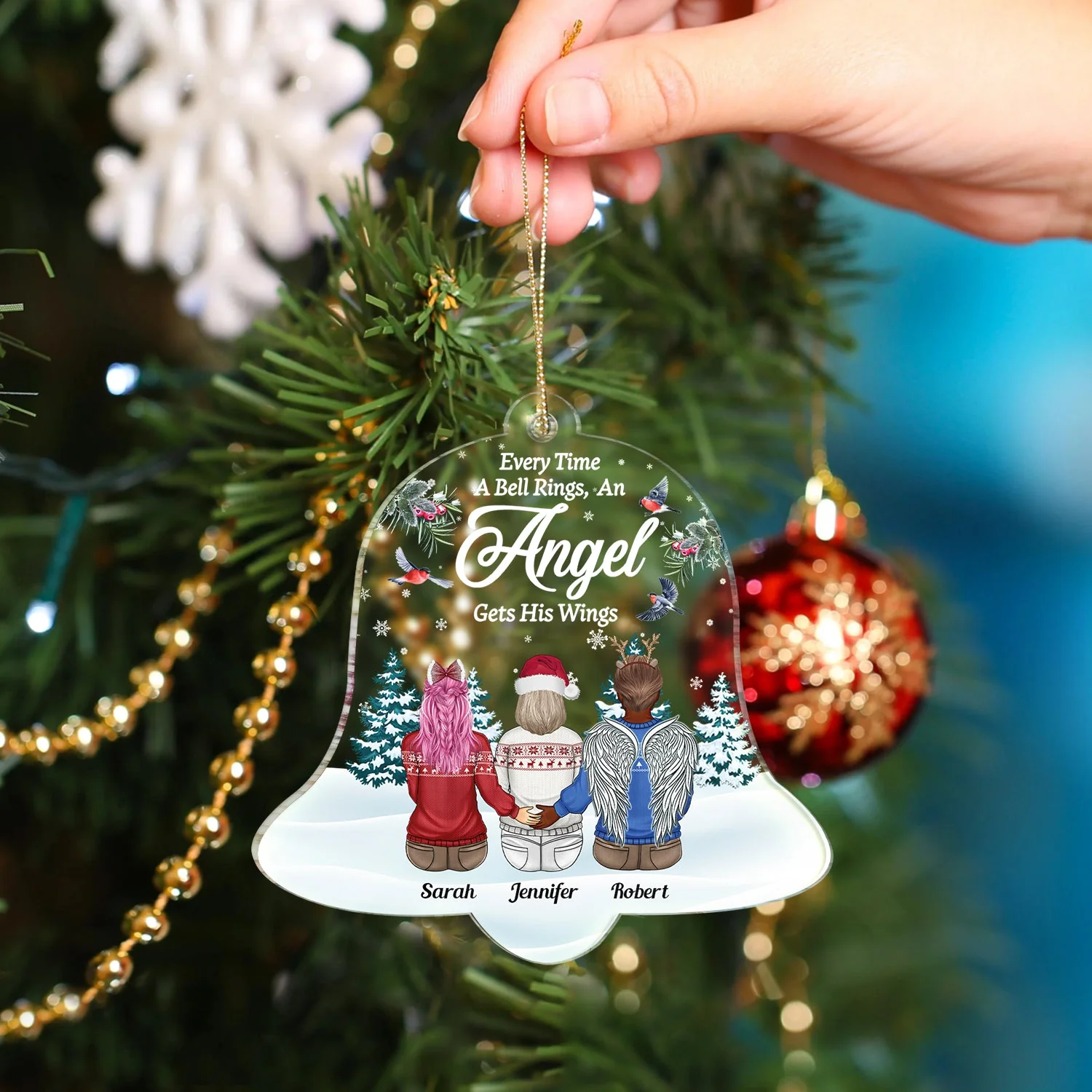 Every Time A Bell Rings - Family Memorial Gift, Christmas Gift - Personalized Custom Shaped Acrylic Ornament - Image 4