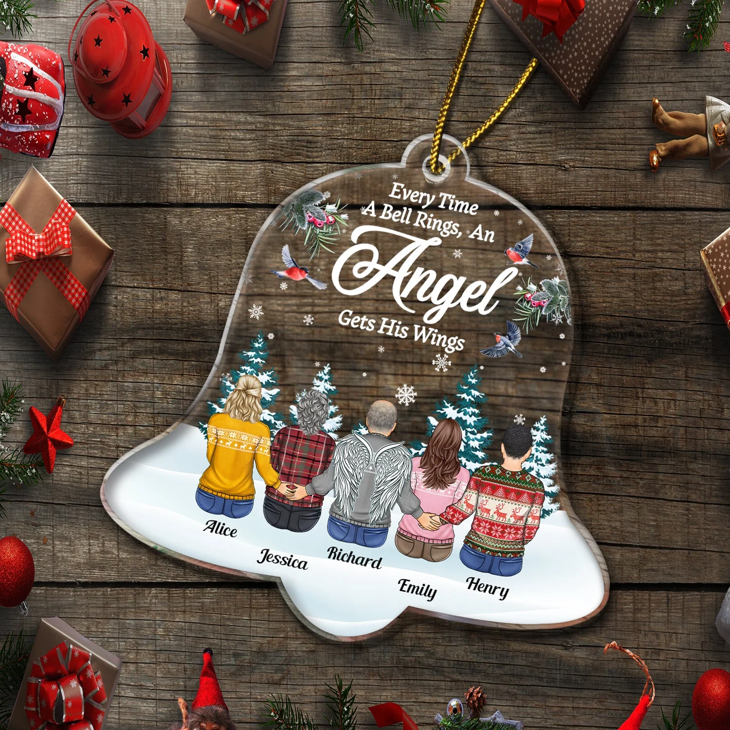 Every Time A Bell Rings - Family Memorial Gift, Christmas Gift - Personalized Custom Shaped Acrylic Ornament - Image 5