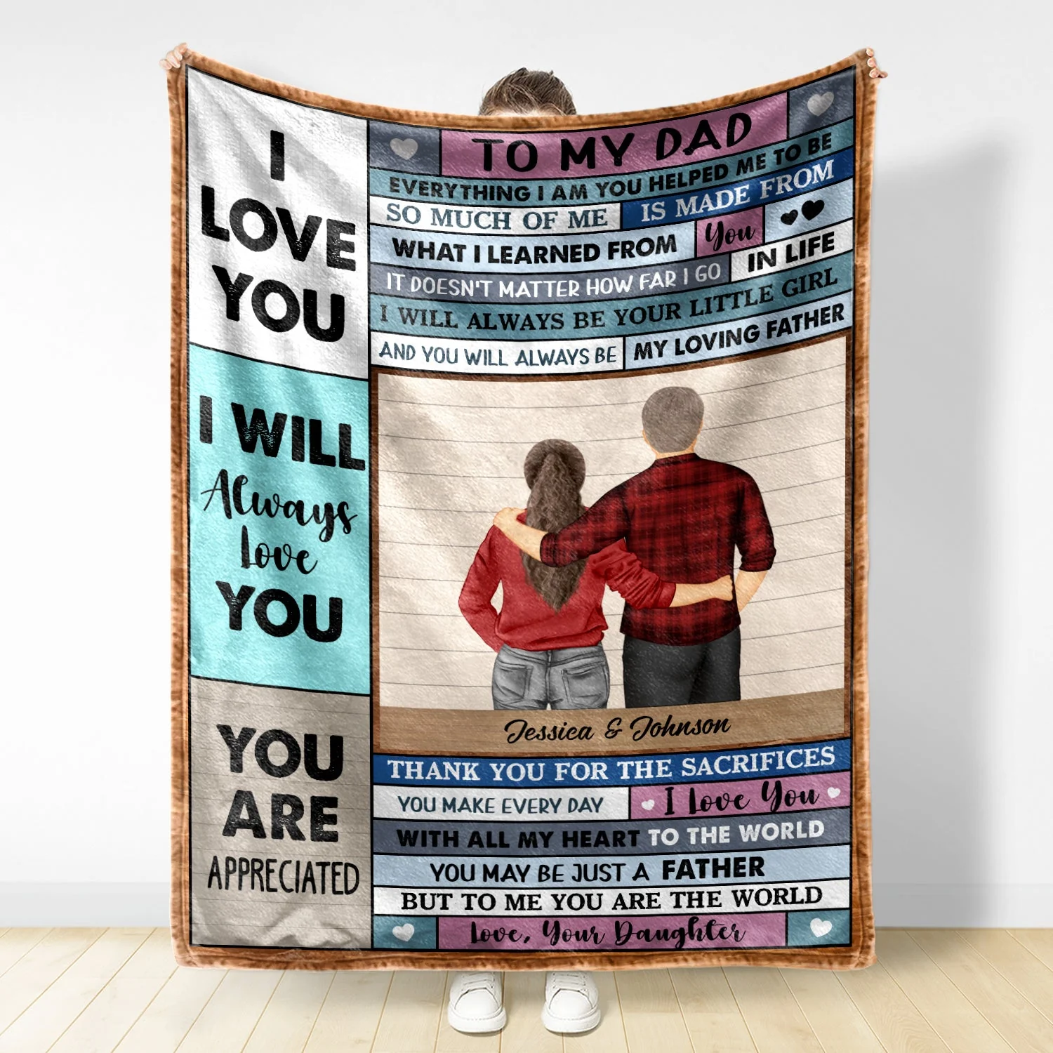 Everything I Am You Help Me To Be - Gift For Dad, Father - Personalized Custom Fleece Blanket - Image 2