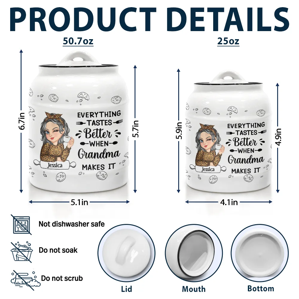 Everything Tastes Better When Grandma Makes It - Personalized Cookie Jar - Image 5