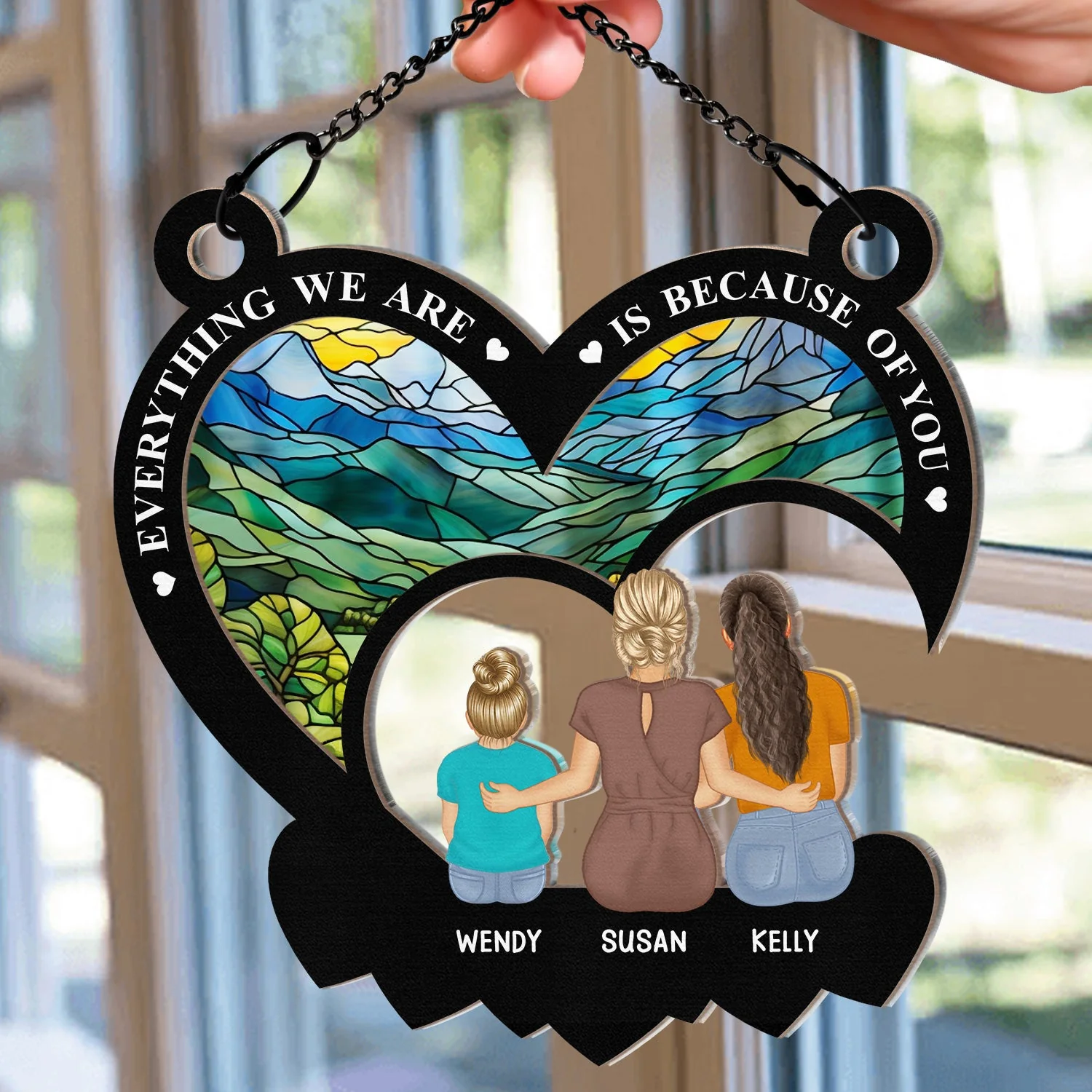 Everything We Are Is Because Of You - Personalized Window Hanging Suncatcher Ornament - Image 2
