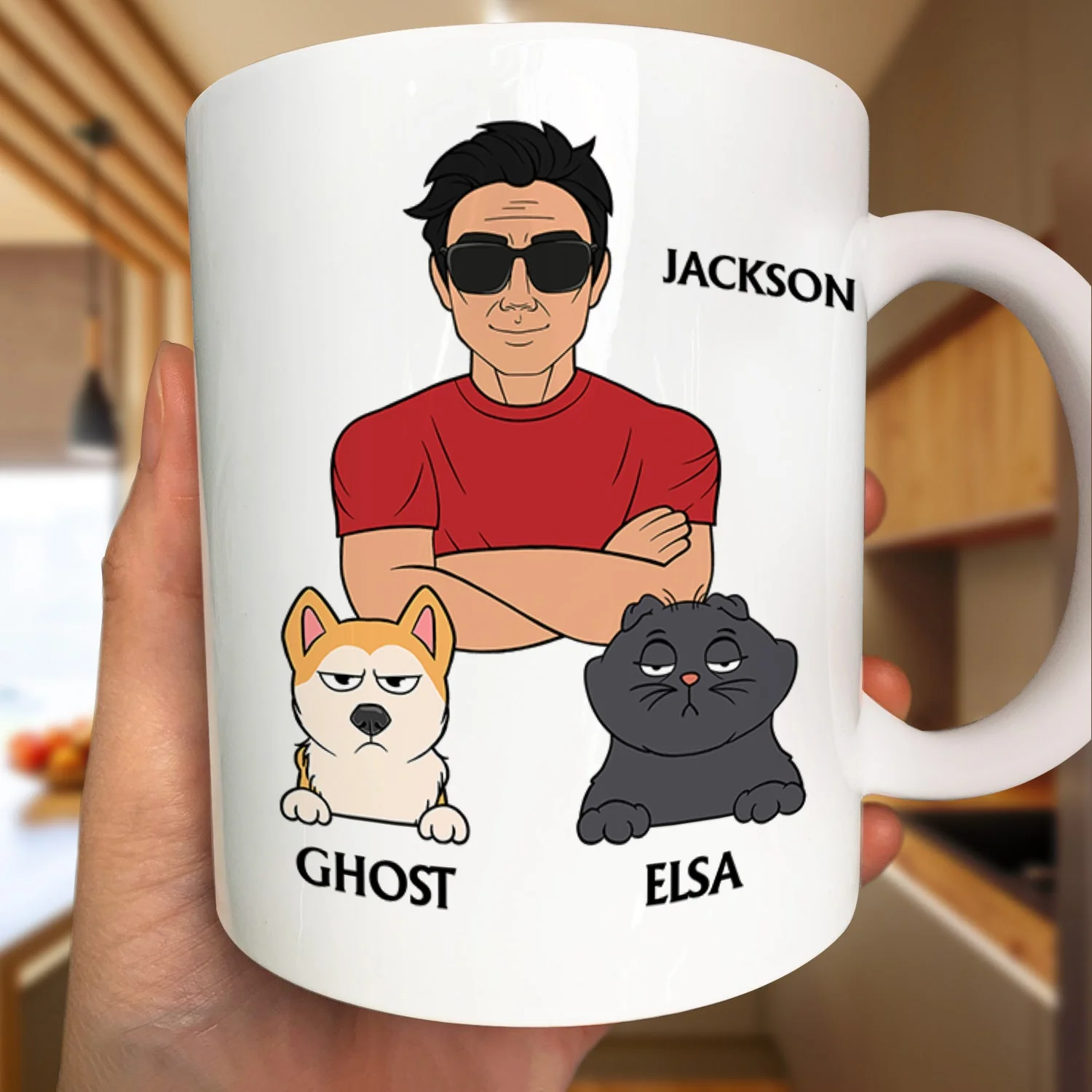 Excellent Dog Dad Cat Dad But Only 4 Stars - Personalized Mug - Image 3