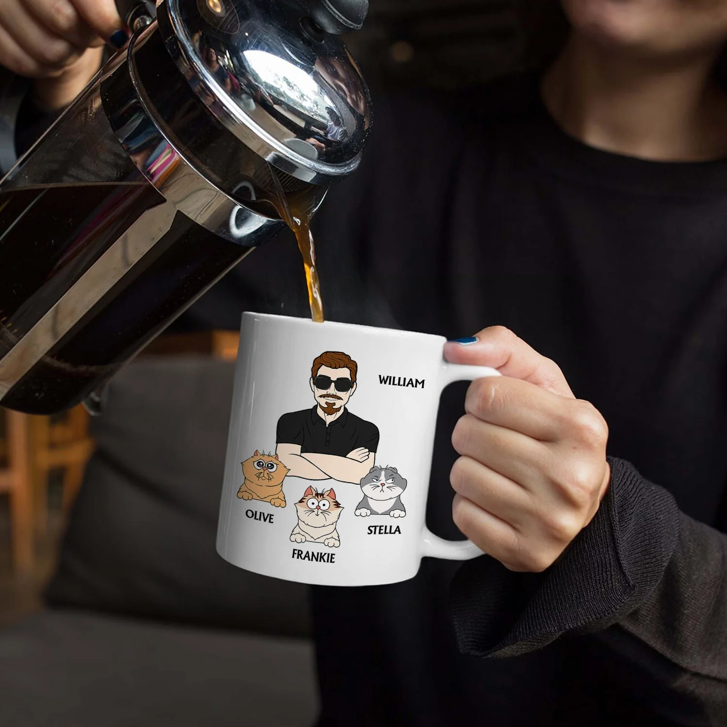 Excellent Dog Dad Cat Dad But Only 4 Stars - Personalized Mug - Image 5