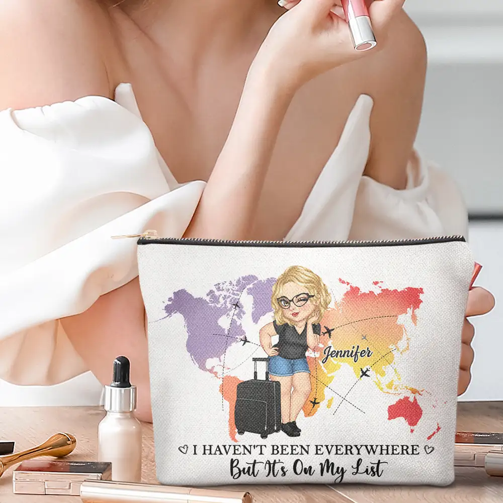 Excuse Me While I Travel The World - Personalized Cosmetic Bag - Image 2