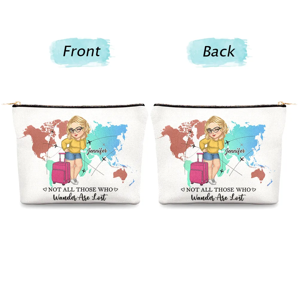 Excuse Me While I Travel The World - Personalized Cosmetic Bag - Image 4