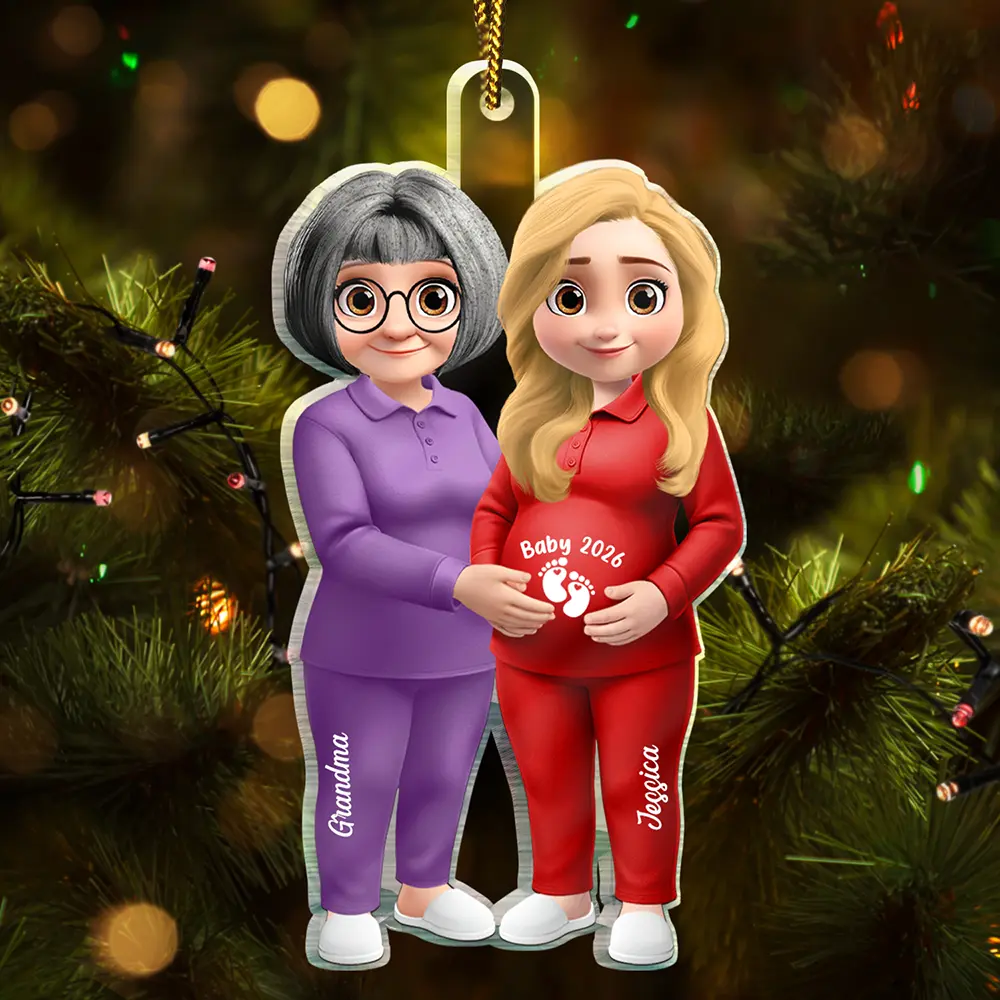 Expecting Mom & Grandma To Be, New Baby Reveals Baby Keepsake - Personalized Custom Shaped Acrylic Ornament - Image 2