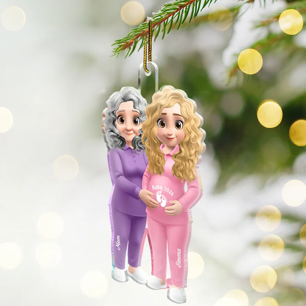 Expecting Mom & Grandma To Be, New Baby Reveals Baby Keepsake - Personalized Custom Shaped Acrylic Ornament - Image 3