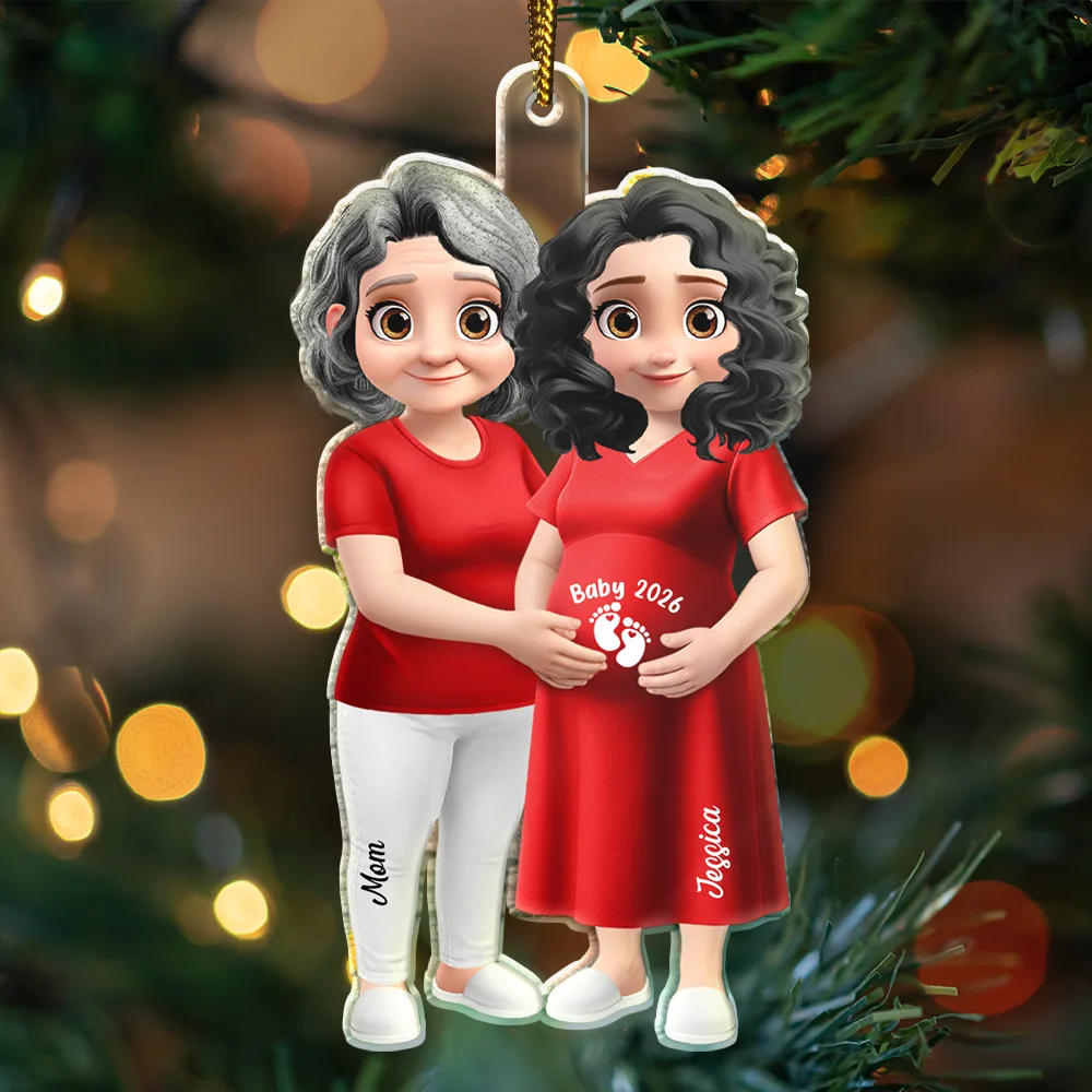 Expecting Mom & Grandma To Be, New Baby Reveals Baby Keepsake - Personalized Custom Shaped Acrylic Ornament - Image 4