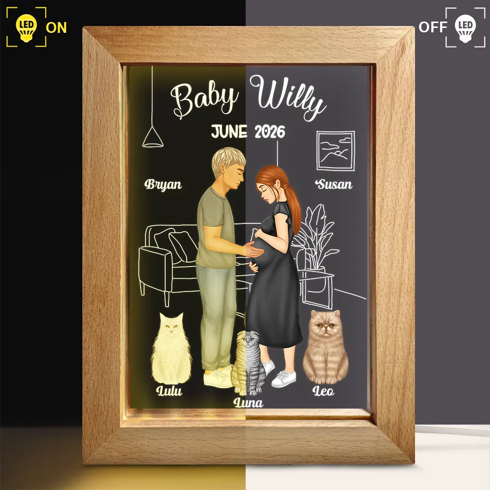 Expecting Parents Baby Arriving Dog Parents To Human Parents - Personalized Frame Lamp - Image 3