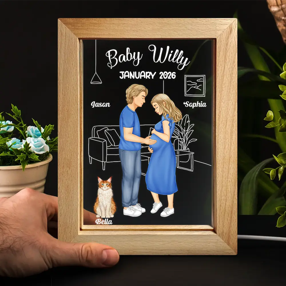 Expecting Parents Baby Arriving Dog Parents To Human Parents - Personalized Frame Lamp - Image 4