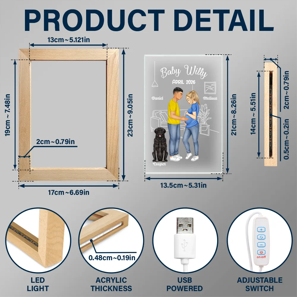 Expecting Parents Baby Arriving Dog Parents To Human Parents - Personalized Frame Lamp - Image 5