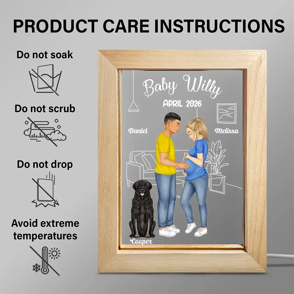 Expecting Parents Baby Arriving Dog Parents To Human Parents - Personalized Frame Lamp - Image 6