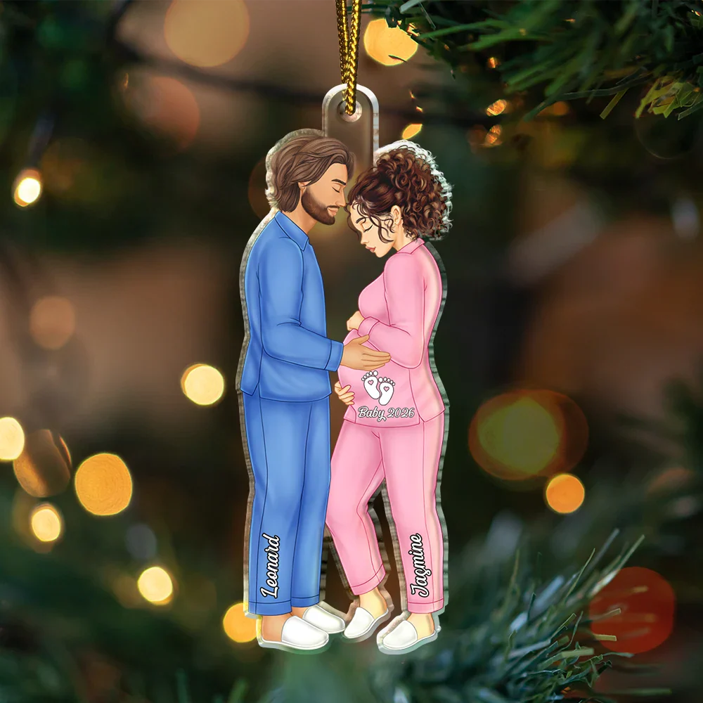 Expecting Parents Christmas Pregnancy - Personalized Custom Shaped Acrylic Ornament - Image 3