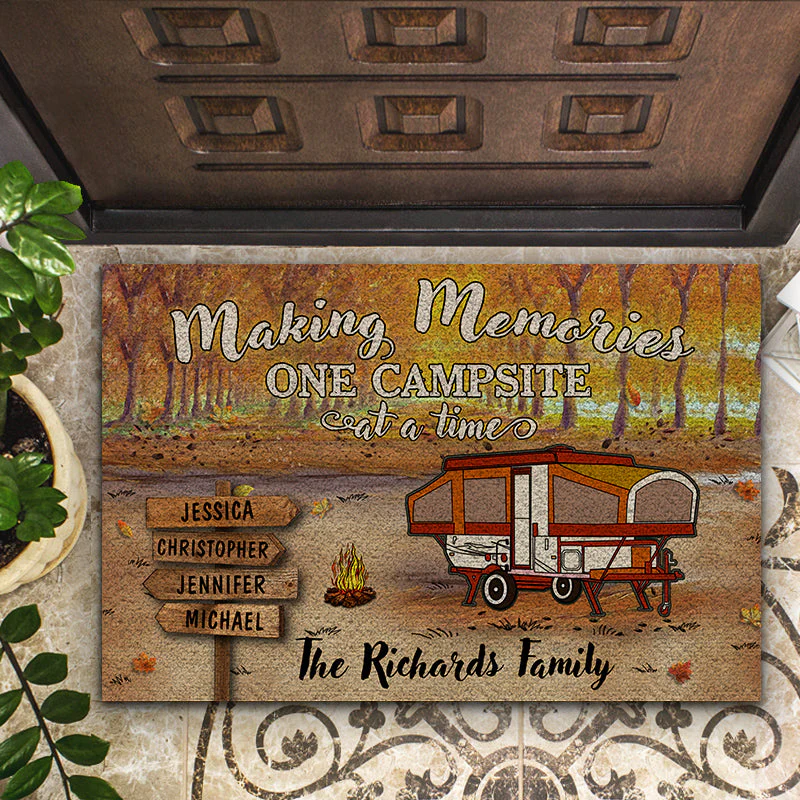 Fall Camping Making Memories One Campsite At A Time - Personalized Custom Doormat - Image 2