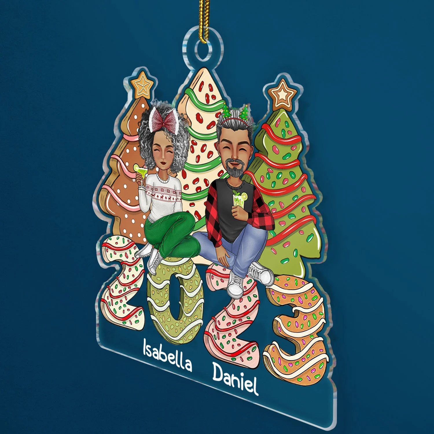 Family 2023 Cake, Cookie Trees - Christmas Gift For Parent, Kid, Baby - Personalized Cutout Acrylic Ornament - Image 2