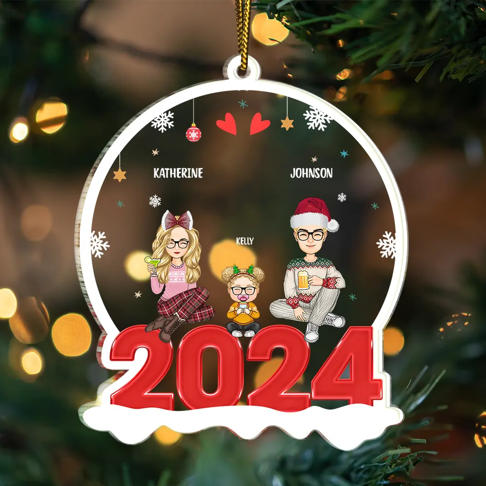 Family 2024 - Christmas Gift For Family - Personalized Custom Shaped Acrylic Ornament - Image 3