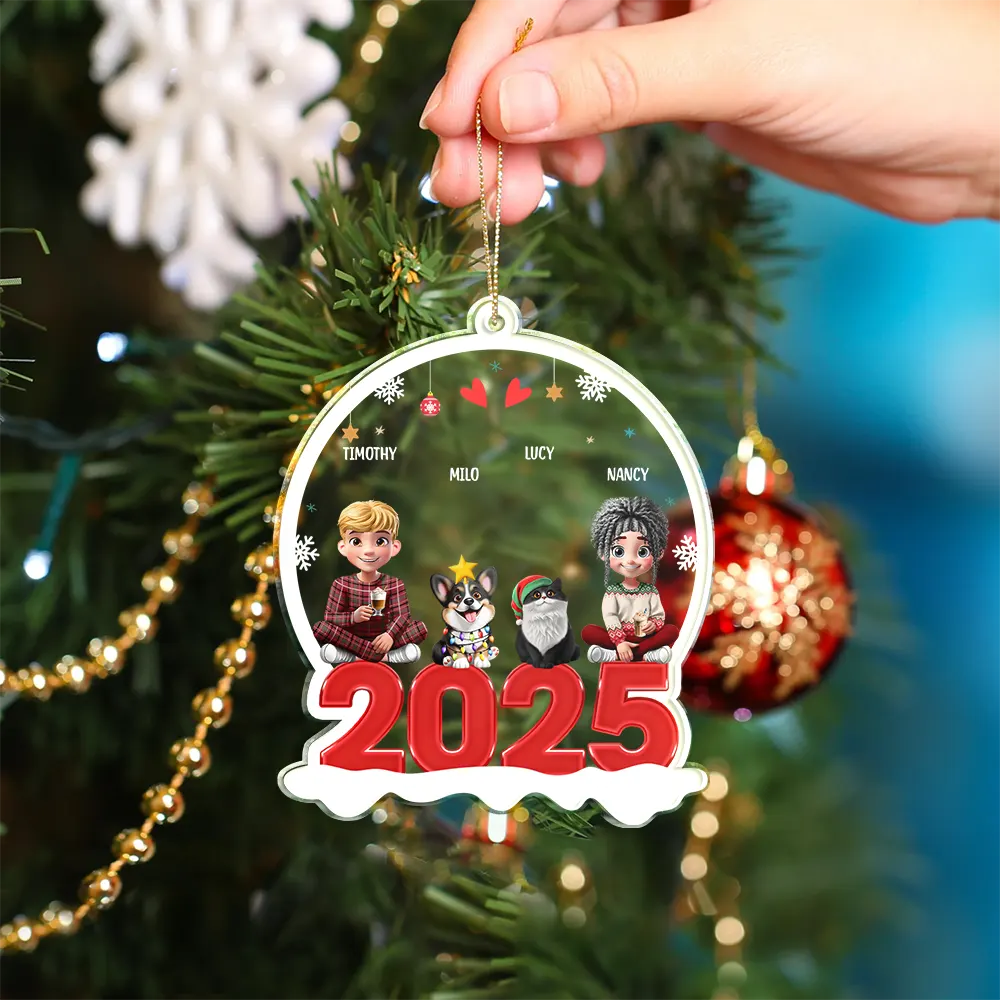 Family 3D Effect - Personalized Custom Shaped Acrylic Ornament - Image 4