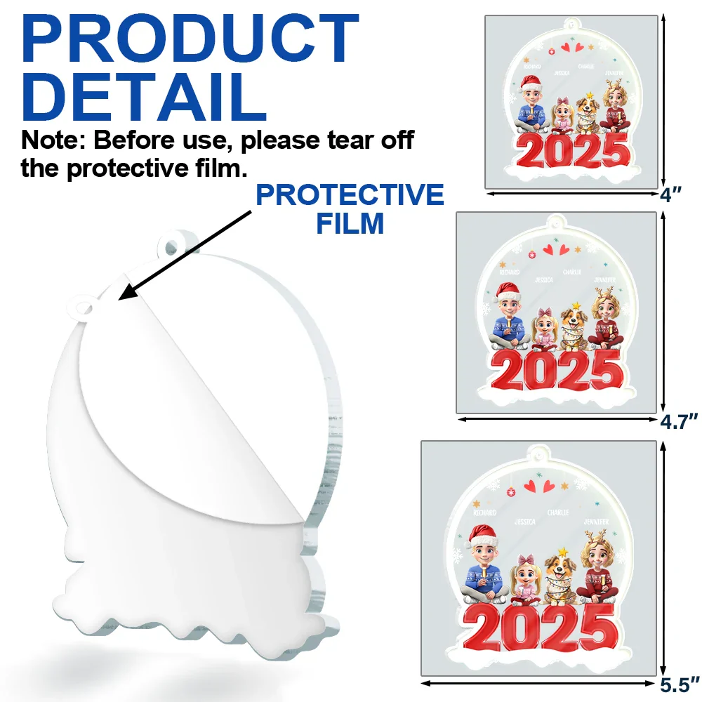 Family 3D Effect - Personalized Custom Shaped Acrylic Ornament - Image 6