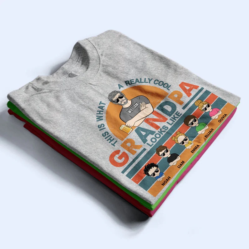 Family A Really Cool Grandpa Looks Like - Father Gift - Personalized Custom T Shirt - Image 2