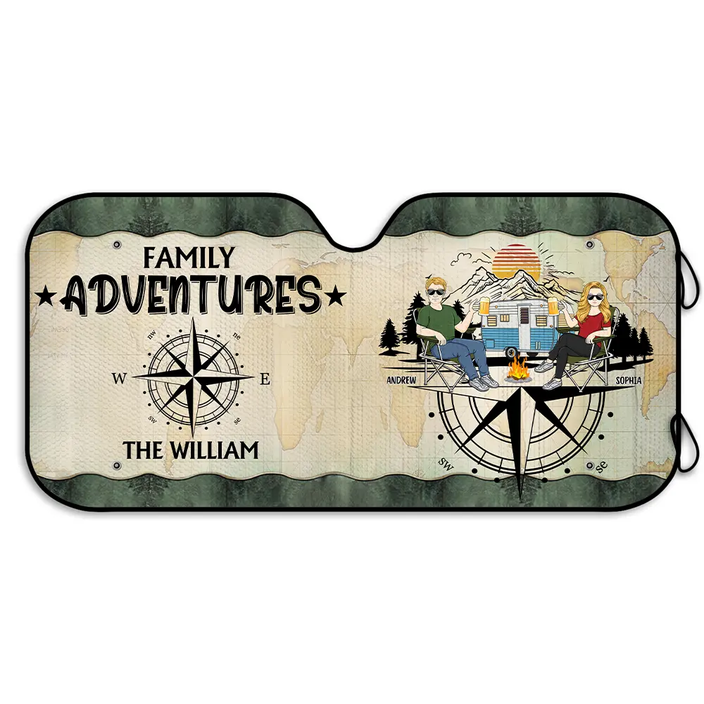 Family Adventures Camping - Personalized Auto Sunshade - Image 2