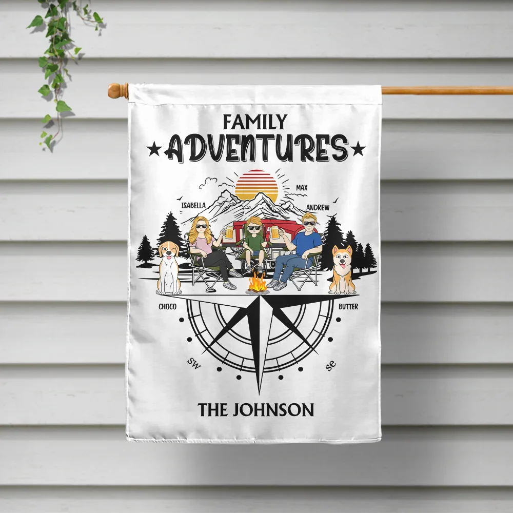 Family Adventures Camping - Personalized Flag - Image 2