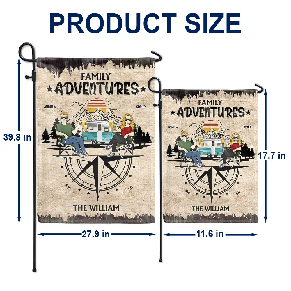 Family Adventures Camping - Personalized Flag - Image 5