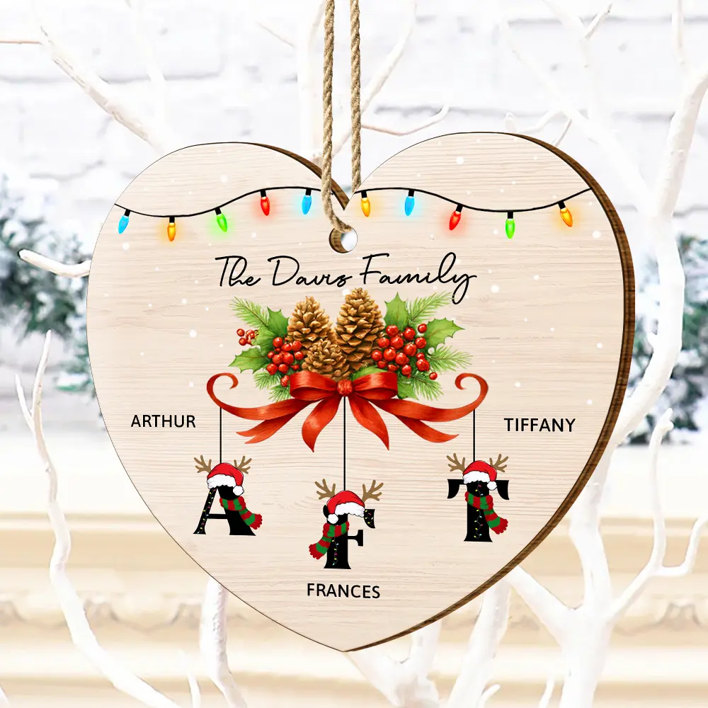 Family Alphabet - Personalized Custom Shaped Wooden Ornament - Image 4
