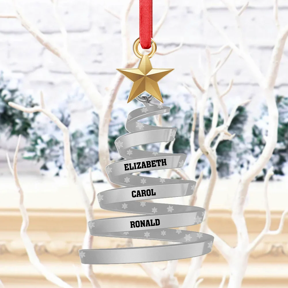 Family And Friends Christmas Tree - Personalized Metal Ornament - Image 4