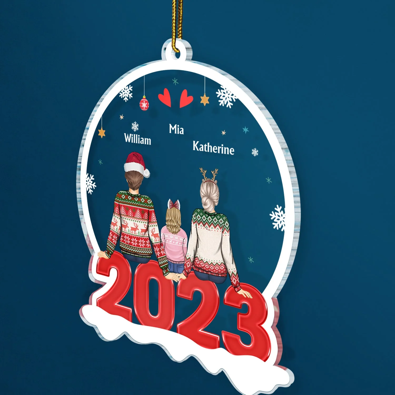 Family Backside - Christmas Gift For Family - Personalized Custom Shaped Acrylic Ornament - Image 2