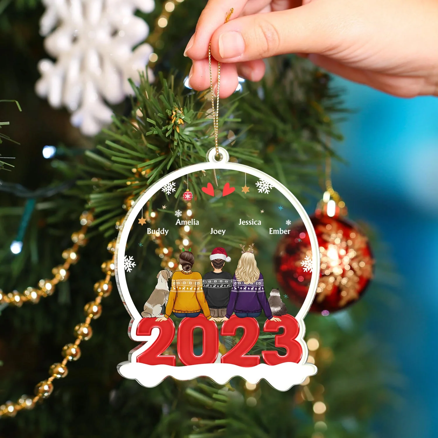 Family Backside - Christmas Gift For Family - Personalized Custom Shaped Acrylic Ornament - Image 4