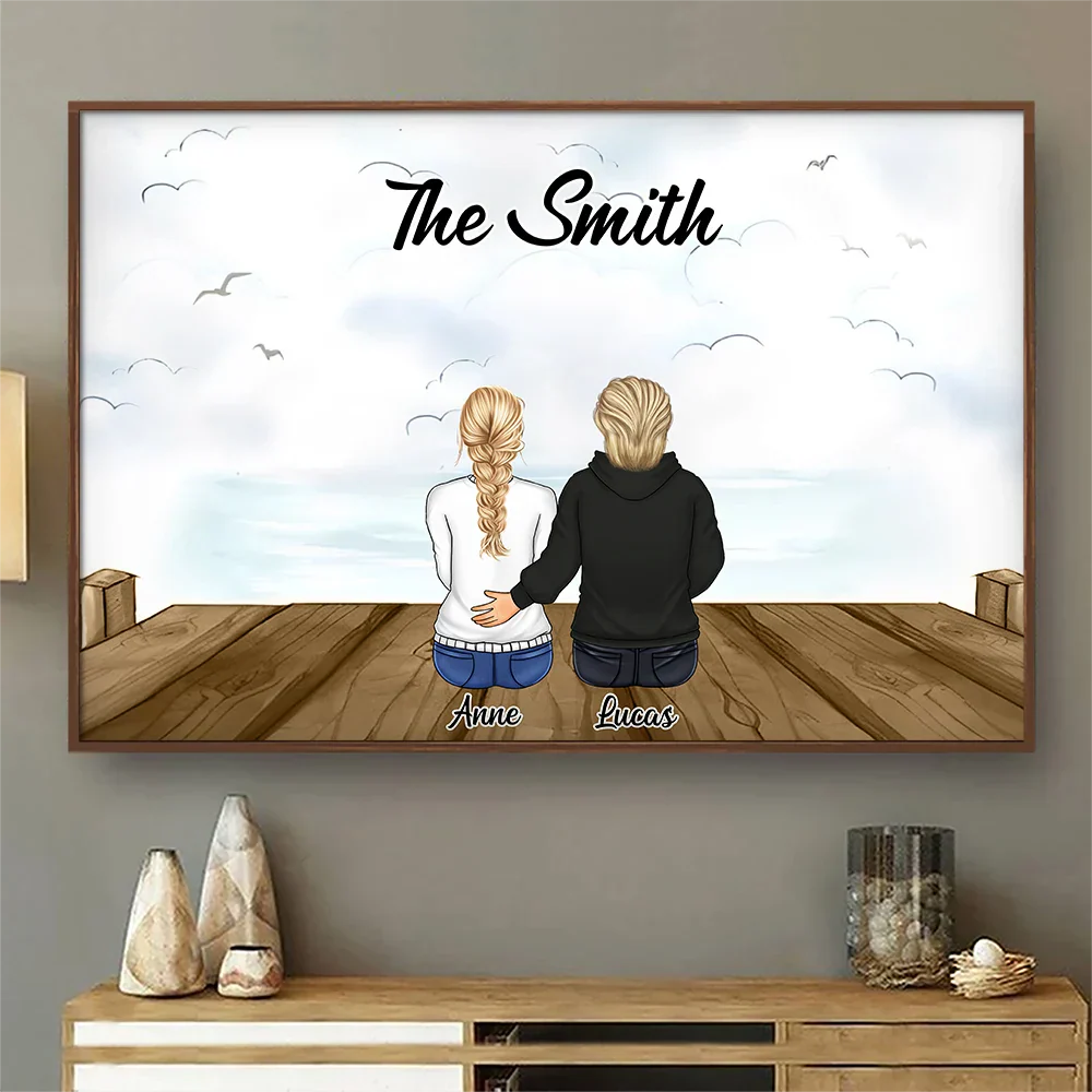 Family Beach Vintage Retro - Personalized Poster - Image 2