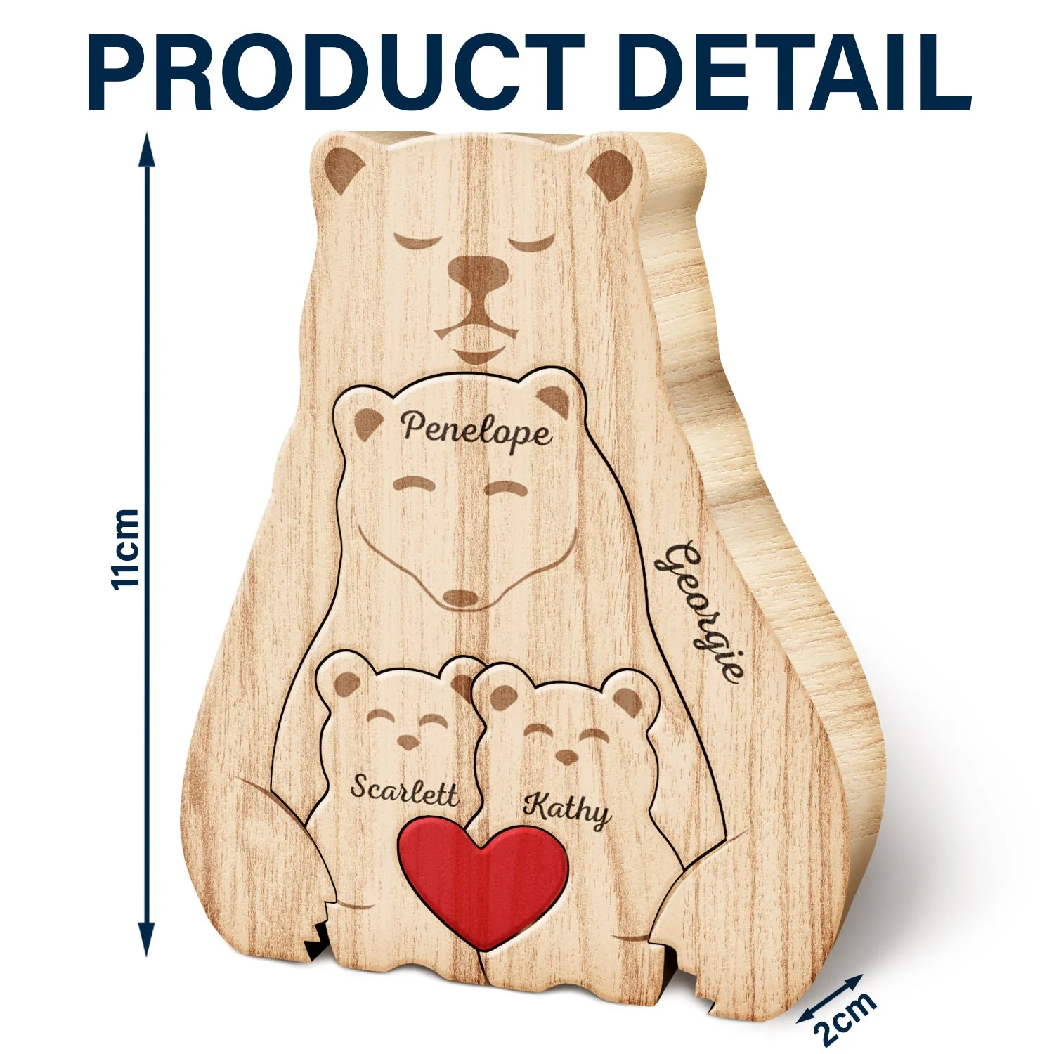Family Bears - Gift For Parents, Father - Personalized Custom Shaped Wooden Puzzle - Image 5