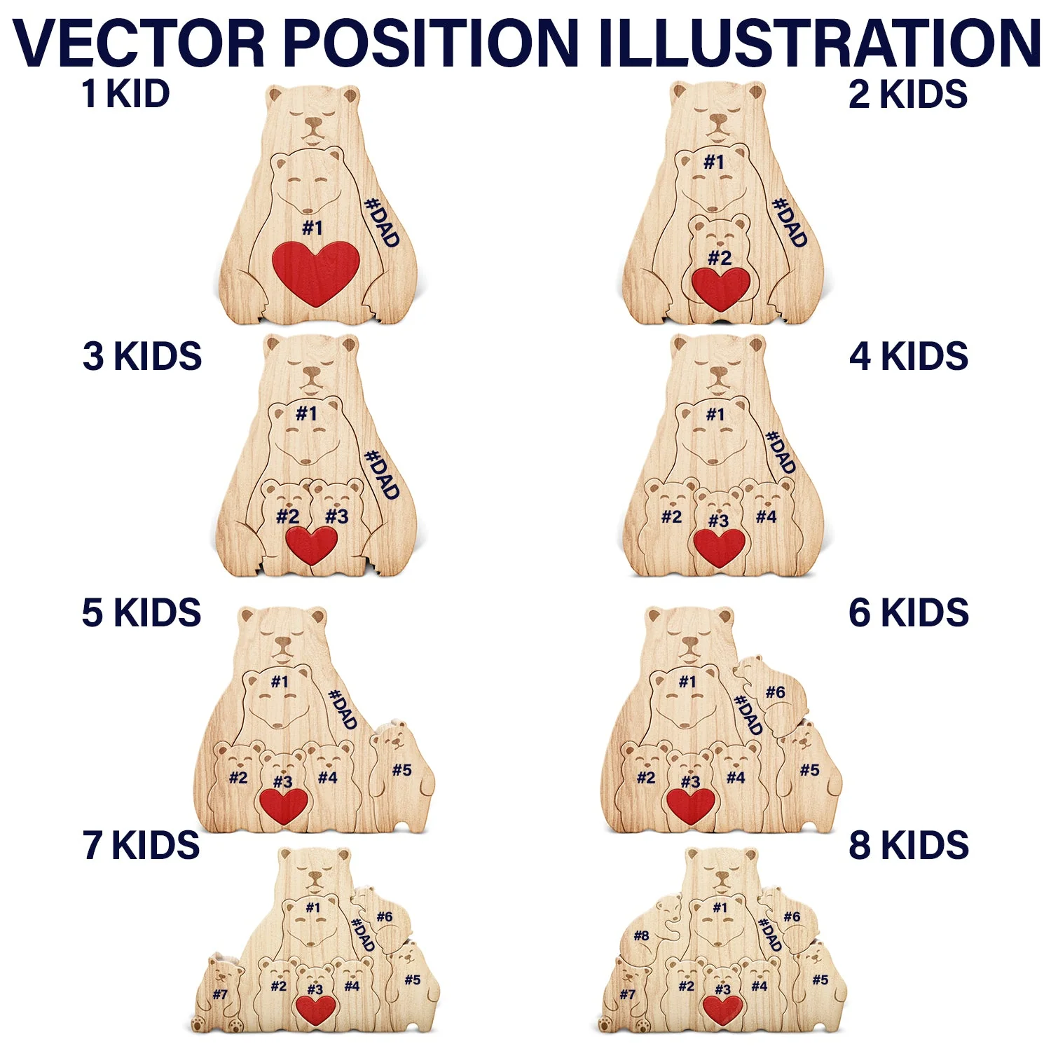 Family Bears - Gift For Parents, Father - Personalized Custom Shaped Wooden Puzzle - Image 6