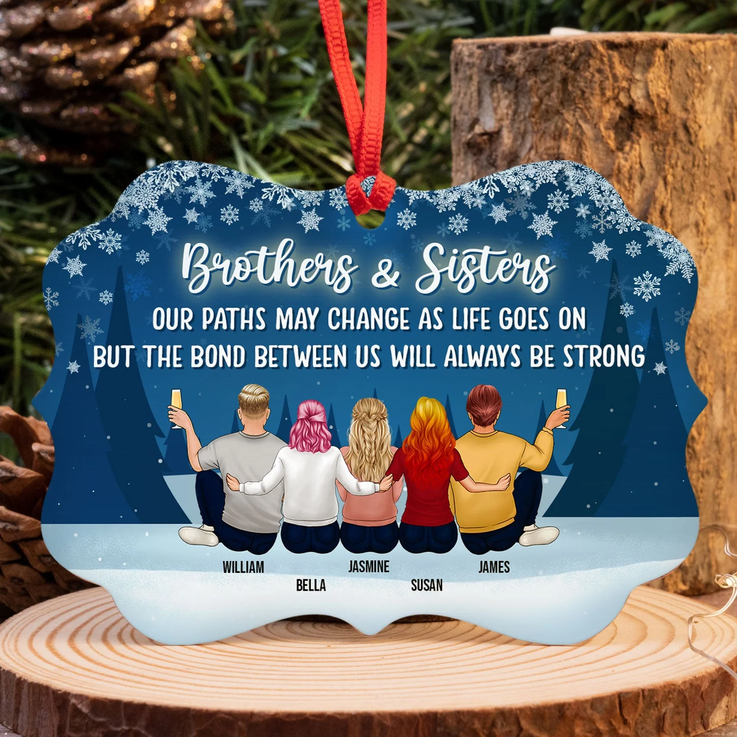 Family Brothers & Sisters Our Paths May Change As Life Goes On - Christmas Gift For Sibling - Personalized Custom Aluminum Ornament - Image 4