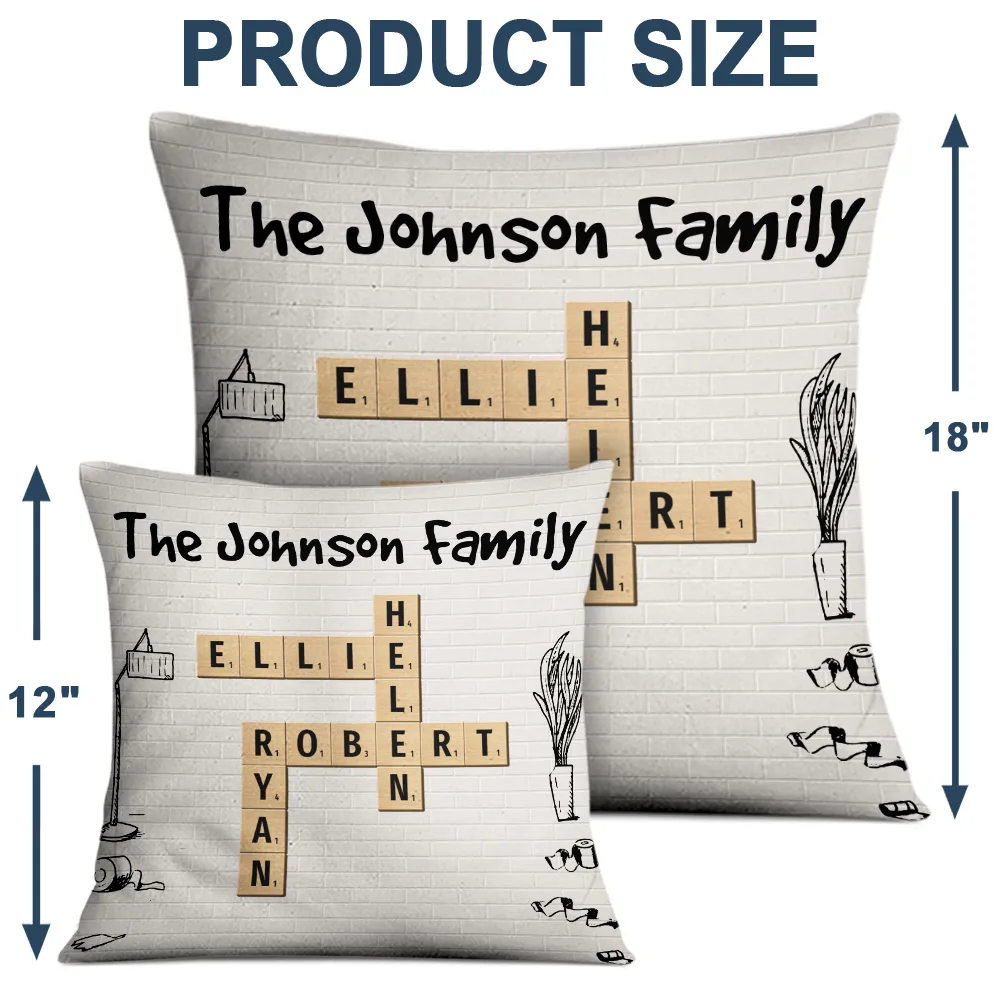 Family Cartoon Crossword Scrabble - Personalized Pillow - Image 5