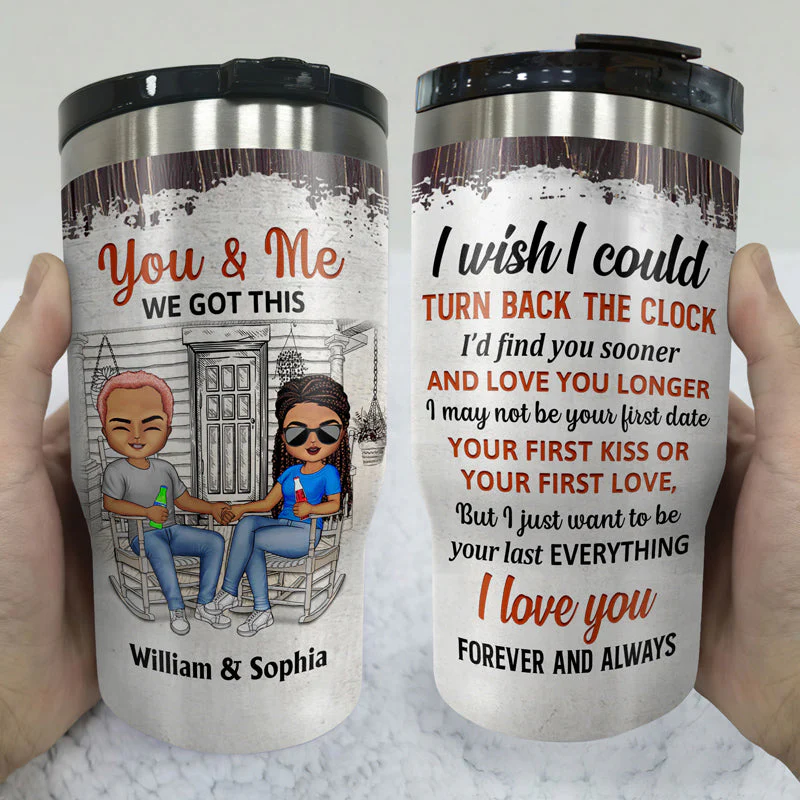 Family Chibi Couple Husband And Wife Drinking Buddies For Life - Couple Gift - Personalized Custom Triple 3 In 1 Can Cooler - Image 3