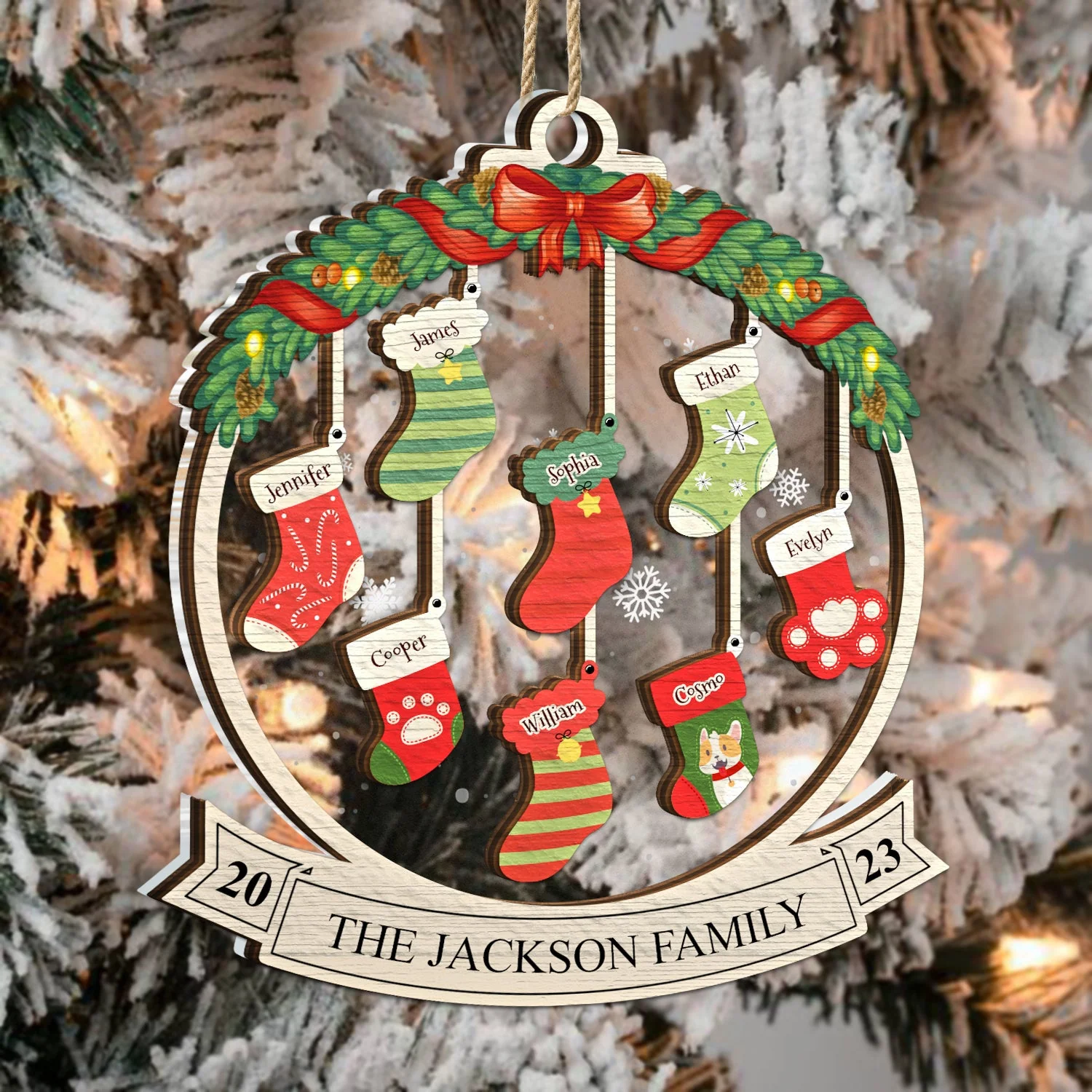 Family Christmas Stockings - Christmas Gift - Personalized 2-Layered Mix Ornament - Image 3