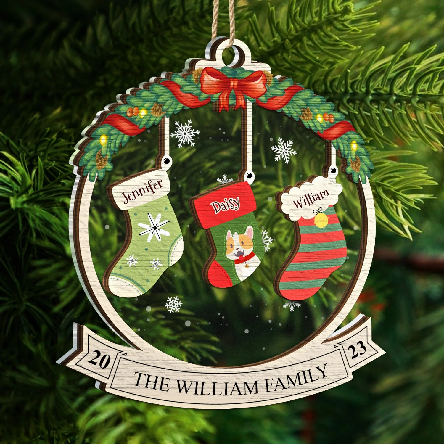 Family Christmas Stockings - Christmas Gift - Personalized 2-Layered Mix Ornament - Image 5