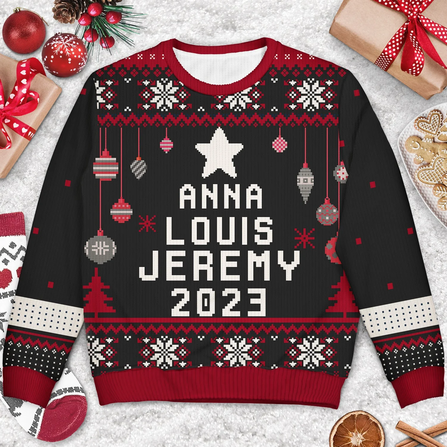 Family Christmas Tree 2023 - Xmas Gift For Parents, Grandparents, Siblings - Personalized Unisex Ugly Sweater - Image 3