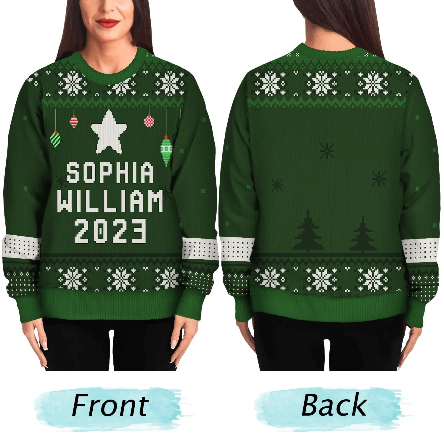 Family Christmas Tree 2023 - Xmas Gift For Parents, Grandparents, Siblings - Personalized Unisex Ugly Sweater - Image 5