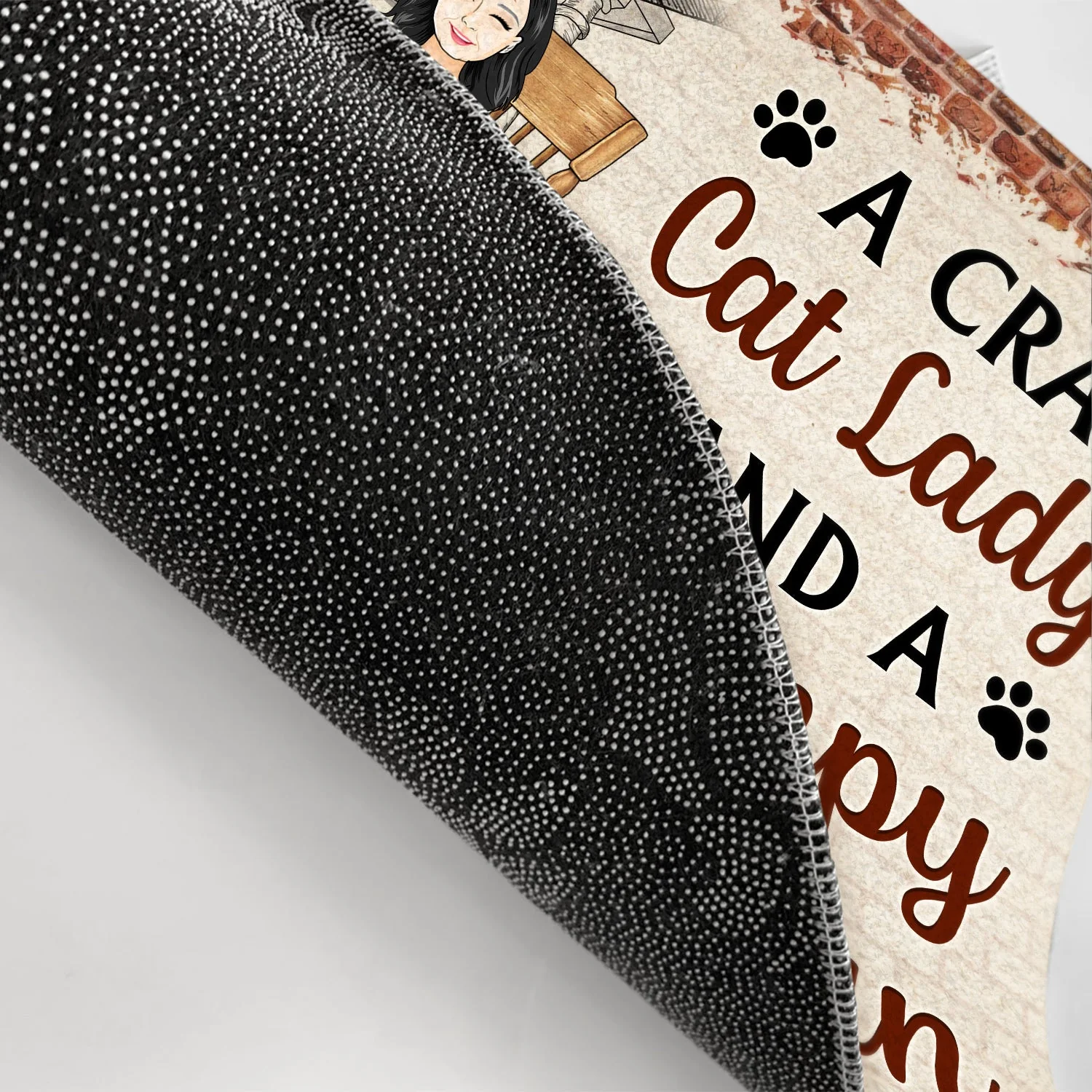 Family Couple A Lovely Lady And Her Grumpy Old Man Live Here With Their Crazy Cats - Gift For Cat Lovers - Personalized Custom Doormat - Image 3