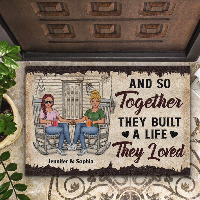 Family Couple And So Together They Built A Life They Loved - Couple Gift - Personalized Custom Doormat - Image 2
