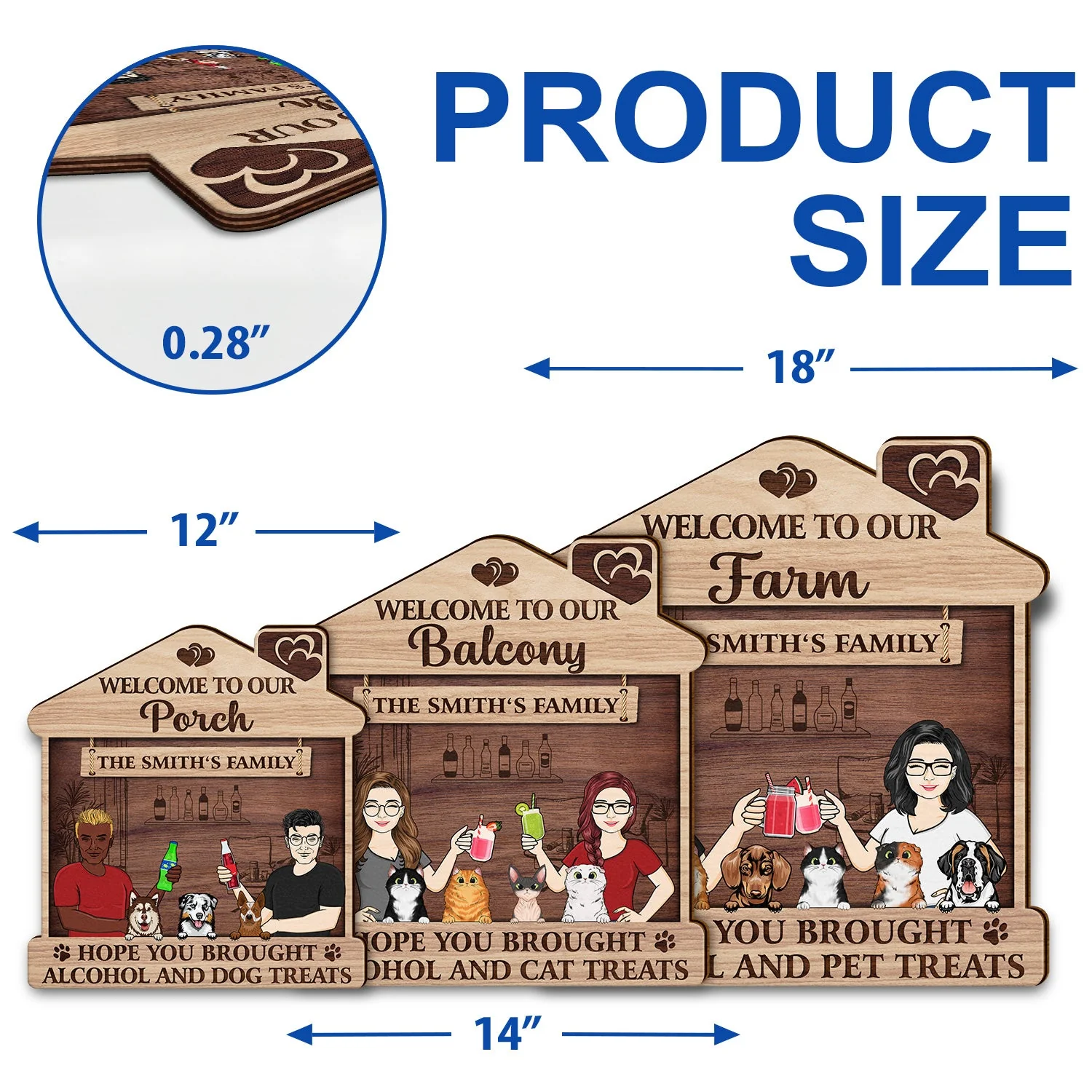 Family Couple Backyard Patio Hope You Brought Alcohol And Dog Cat Treats - Outdoor Gift For Pet Lovers - Personalized Custom Shaped Wood Sign - Image 5