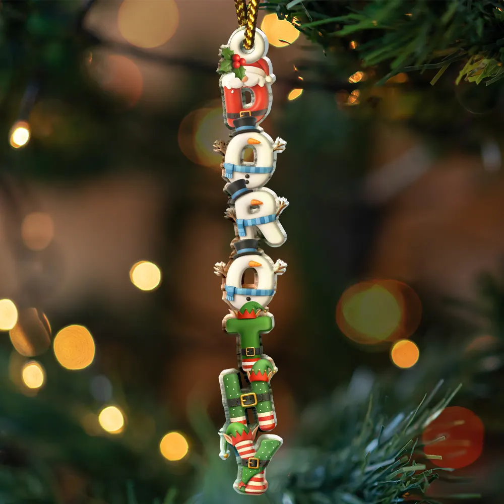 Family Couple Bestie 3D Effect Santa Elf Snowman Reindeer Name - Personalized Custom Shaped Acrylic Ornament - Image 3
