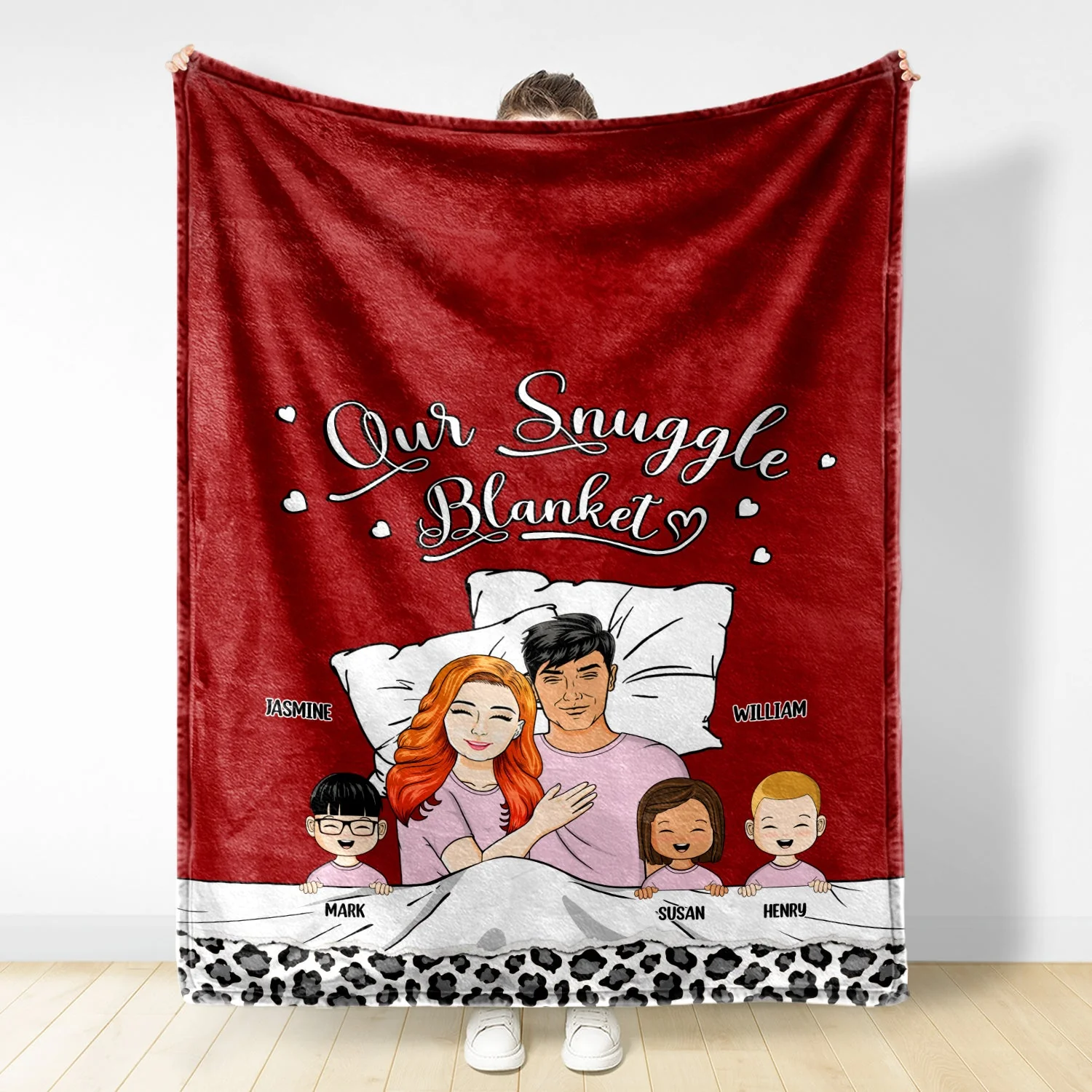 Family Couple & Kids Our Snuggle Blanket - Gift For Family - Personalized Custom Fleece Blanket - Image 2
