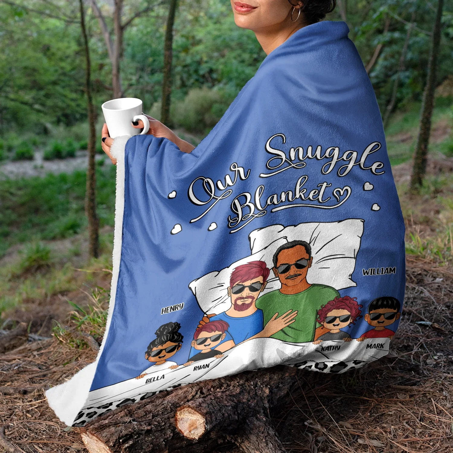 Family Couple & Kids Our Snuggle Blanket - Gift For Family - Personalized Custom Fleece Blanket - Image 3